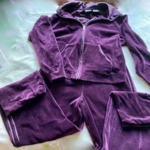 WOMENS PURPLE VELVETEEN LEISURE TWO PIECE STRAIGHT LEG PANT SUIT SIZE MEDIUM